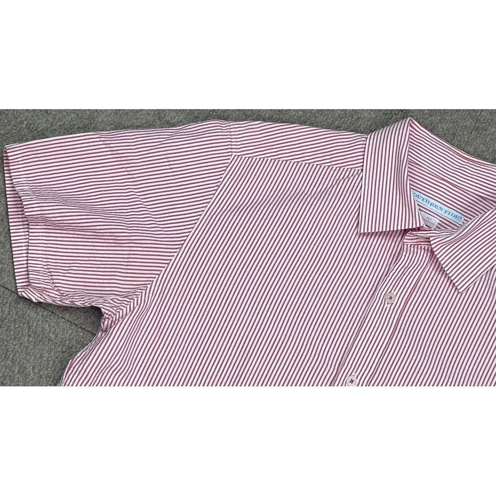 Southern Tide Tailored Fit Men's Striped Button Up Short Sleeve Shirt Size Small